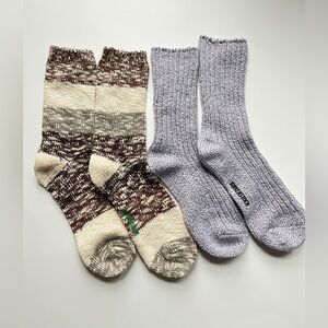 2 for $25 2 X Birkenstock Crew Socks - Brown Marled & Light Gray